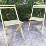 Two folding garden chairs