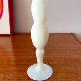 Slender serrated white opaline vase from the 50s and 60s