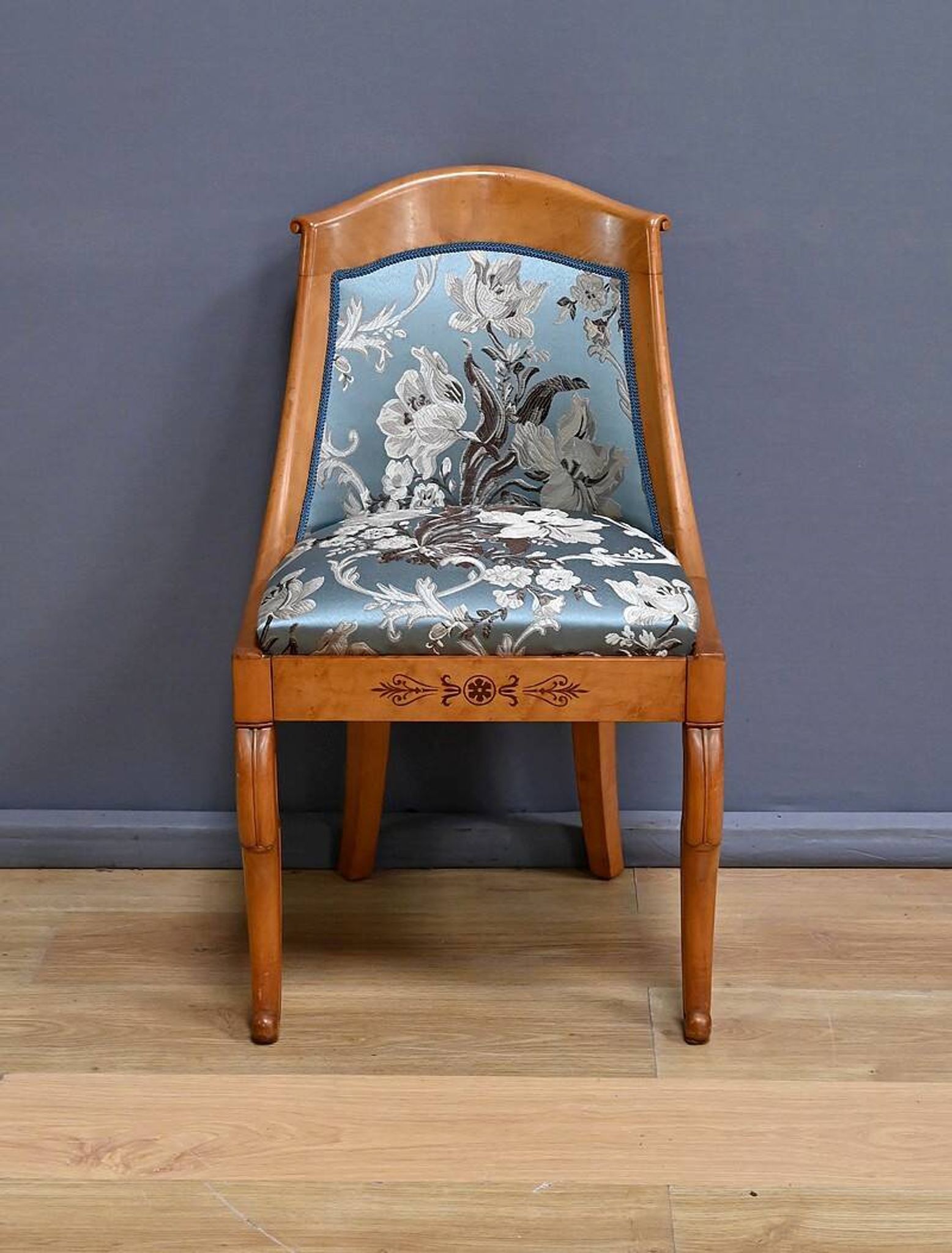 Gondola Chair in Cherry and Speckled Maple, Charles X Style – Mid-20th Century