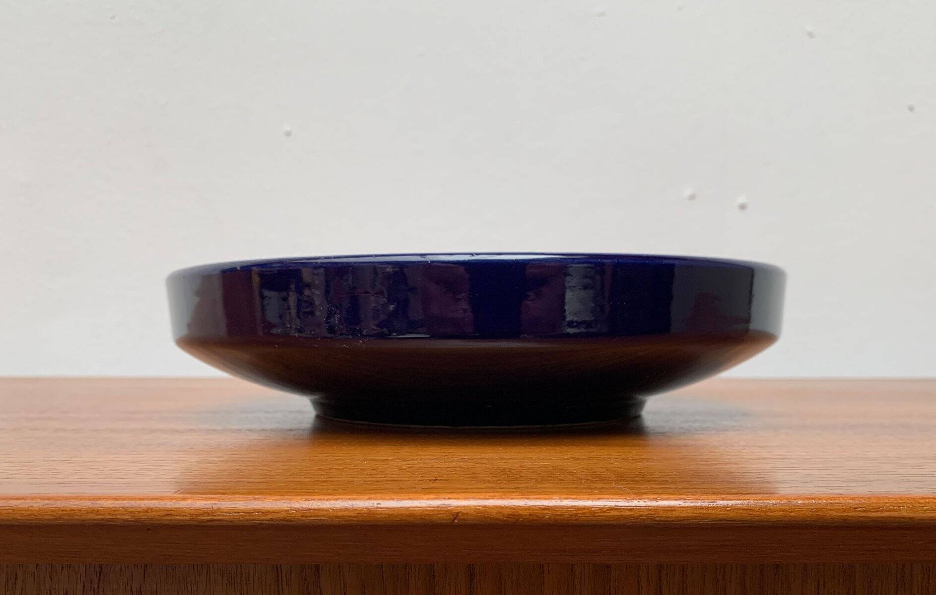 Dark blue pottery bowl from West Germany from the mid-century, 1960s.