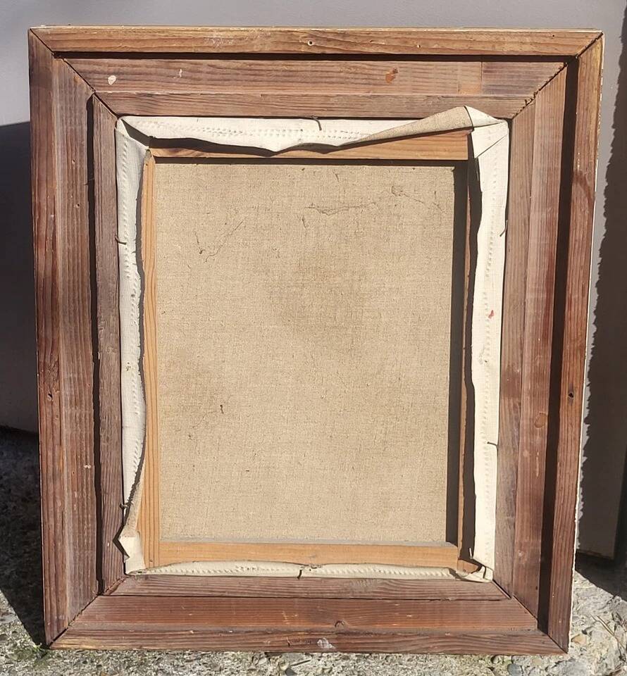 Antique Original Oil Painting of Rose Bushes