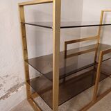 Brass shelf, smoked glass