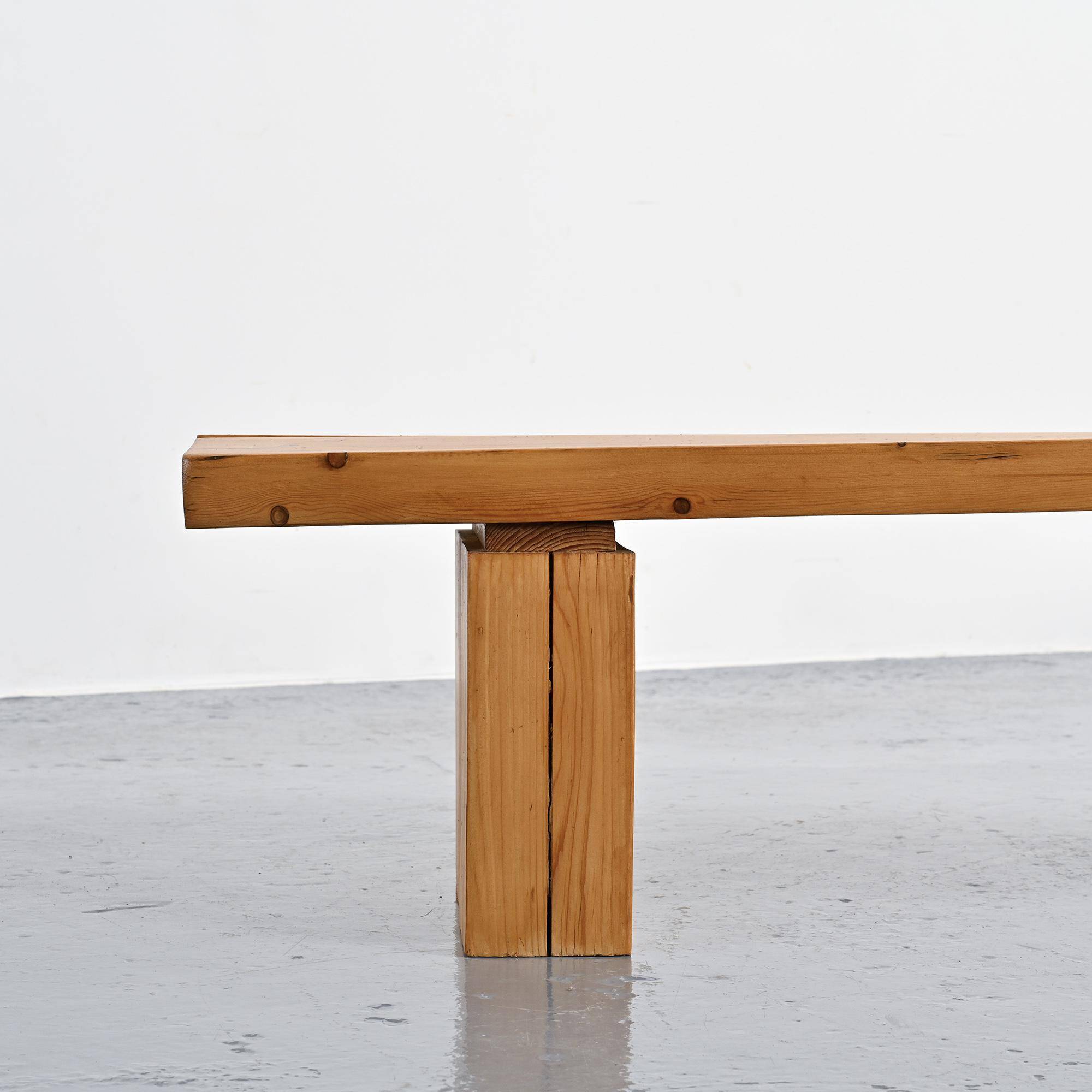 Pine bench from the La Rive residence, Arc 1600, France, circa 1970.