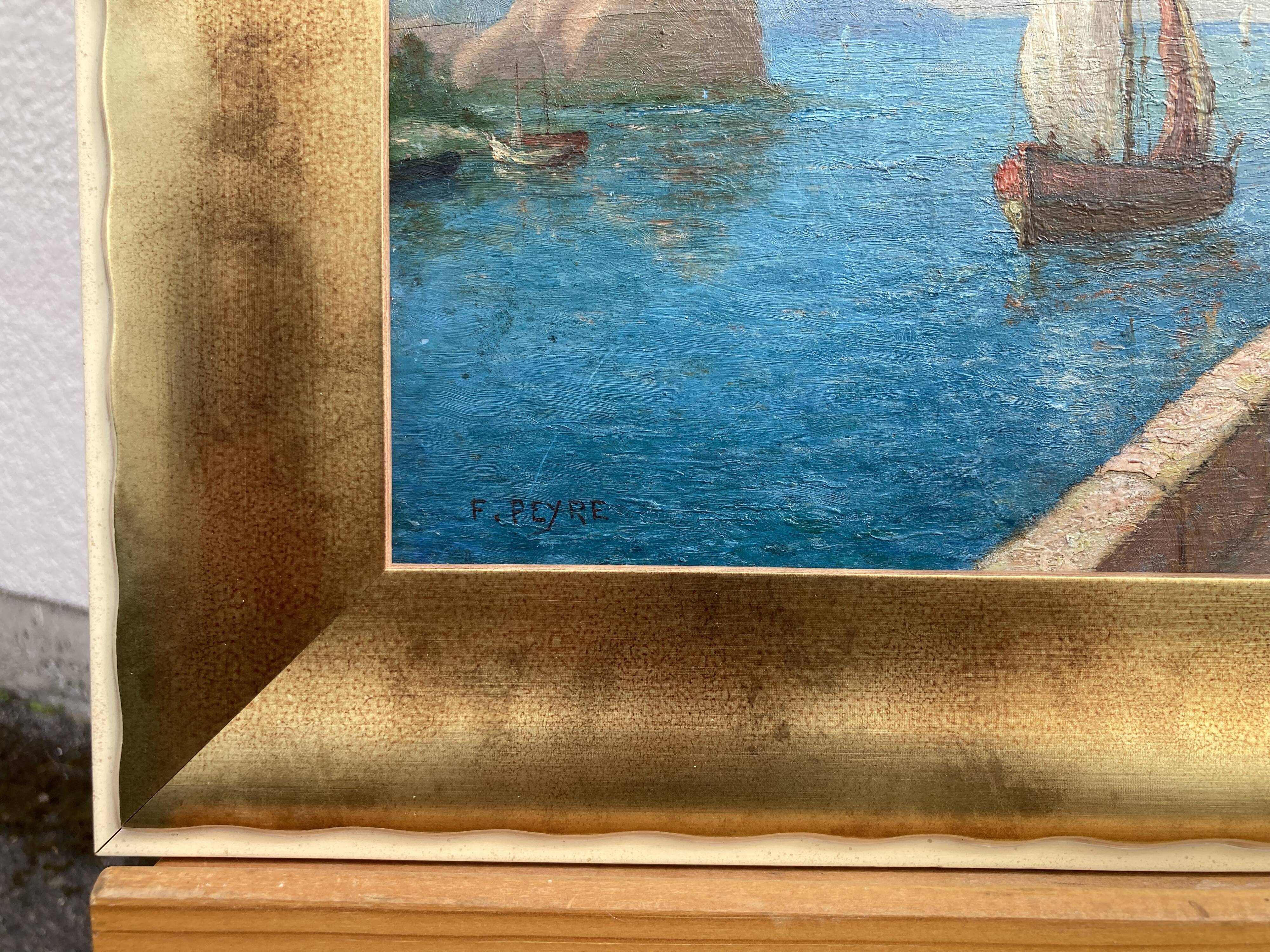 French School of the 20th century, Mediterranean seaside, oil on panel
