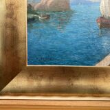 French School of the 20th century, Mediterranean seaside, oil on panel
