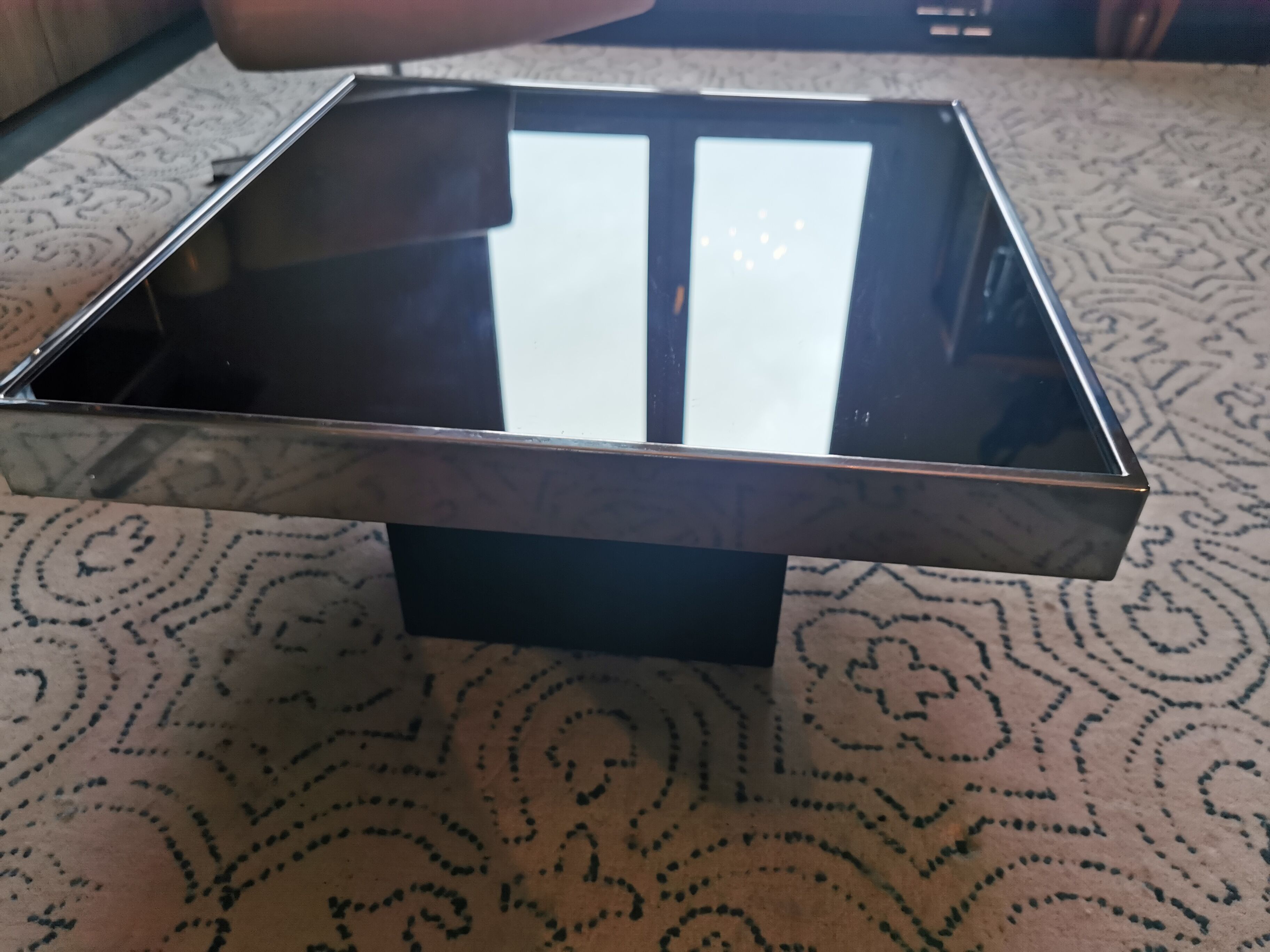 Coffee table for Cidue with smoky mirror, 70s