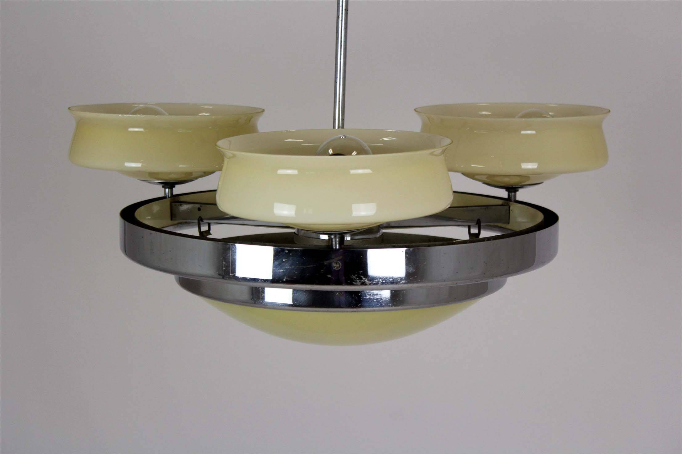 Bauhaus Chrome Chandelier from Zukov, 1940s