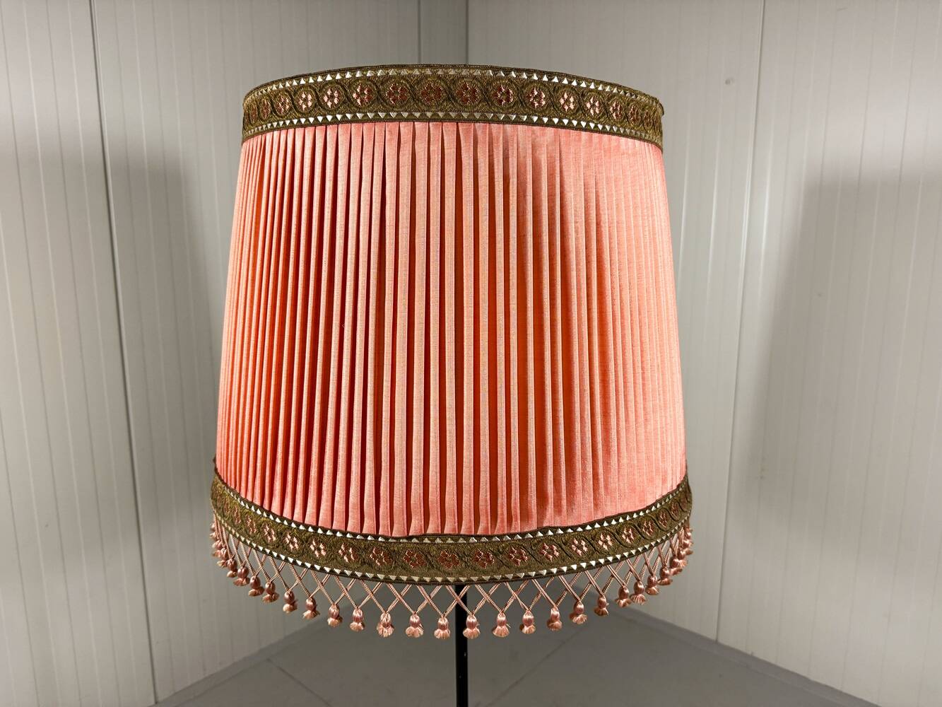Austrian brass floor lamp pleated lampshade 1940-50’s