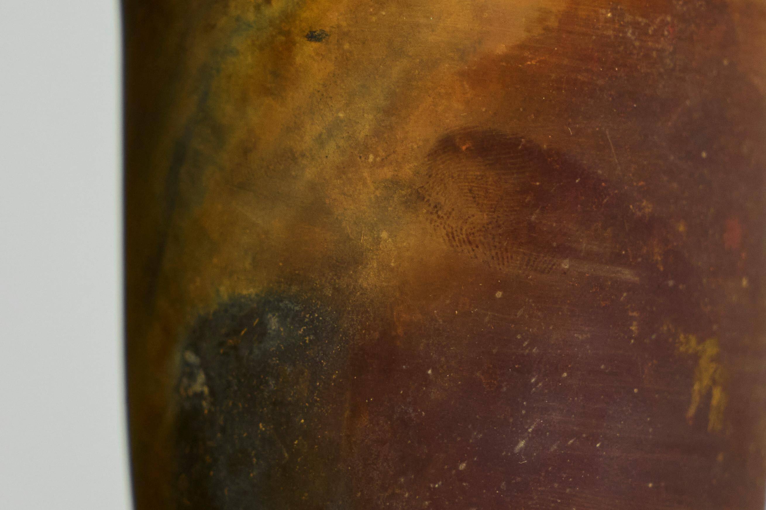Art Deco vase in patinated metal, unique Wabi-Sabi piece.