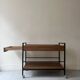 Rolling serving table in wood and black metal by Pierre Guariche for Meurop, design 1960