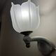 pair of ceramic and frosted glass wall lights 1950