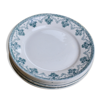 Lot de 7 assiettes à dessert en céramique de la manufacture de saint-amand