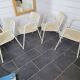 4 perforated metal garden armchairs