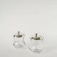 Pair of crystal and silver-plated condiment pots, Saint Hilaire, 1960.