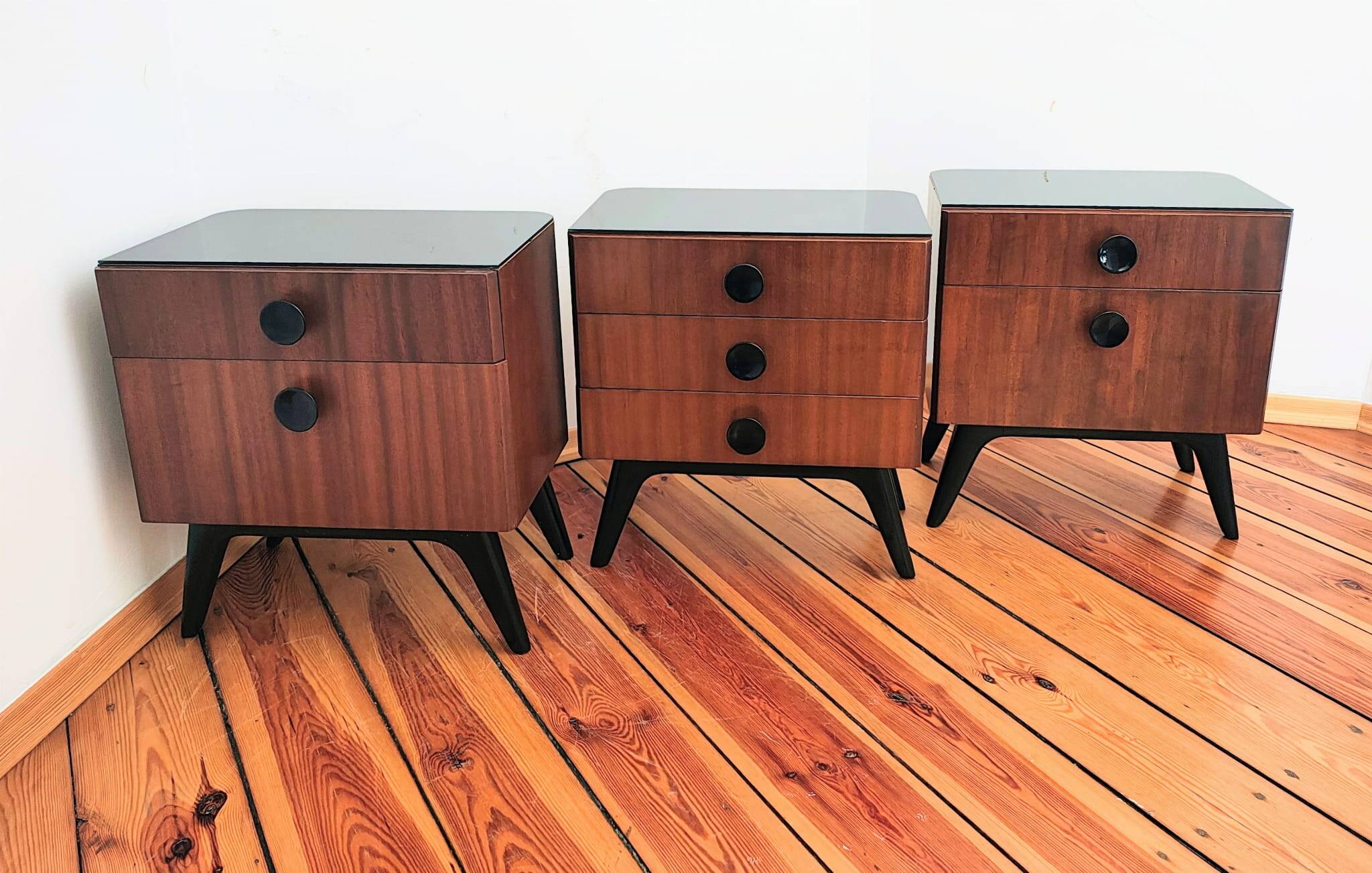 Czechoslovakian Nightstands by J. Halabala for UP Závody, 1950s, Set of 3