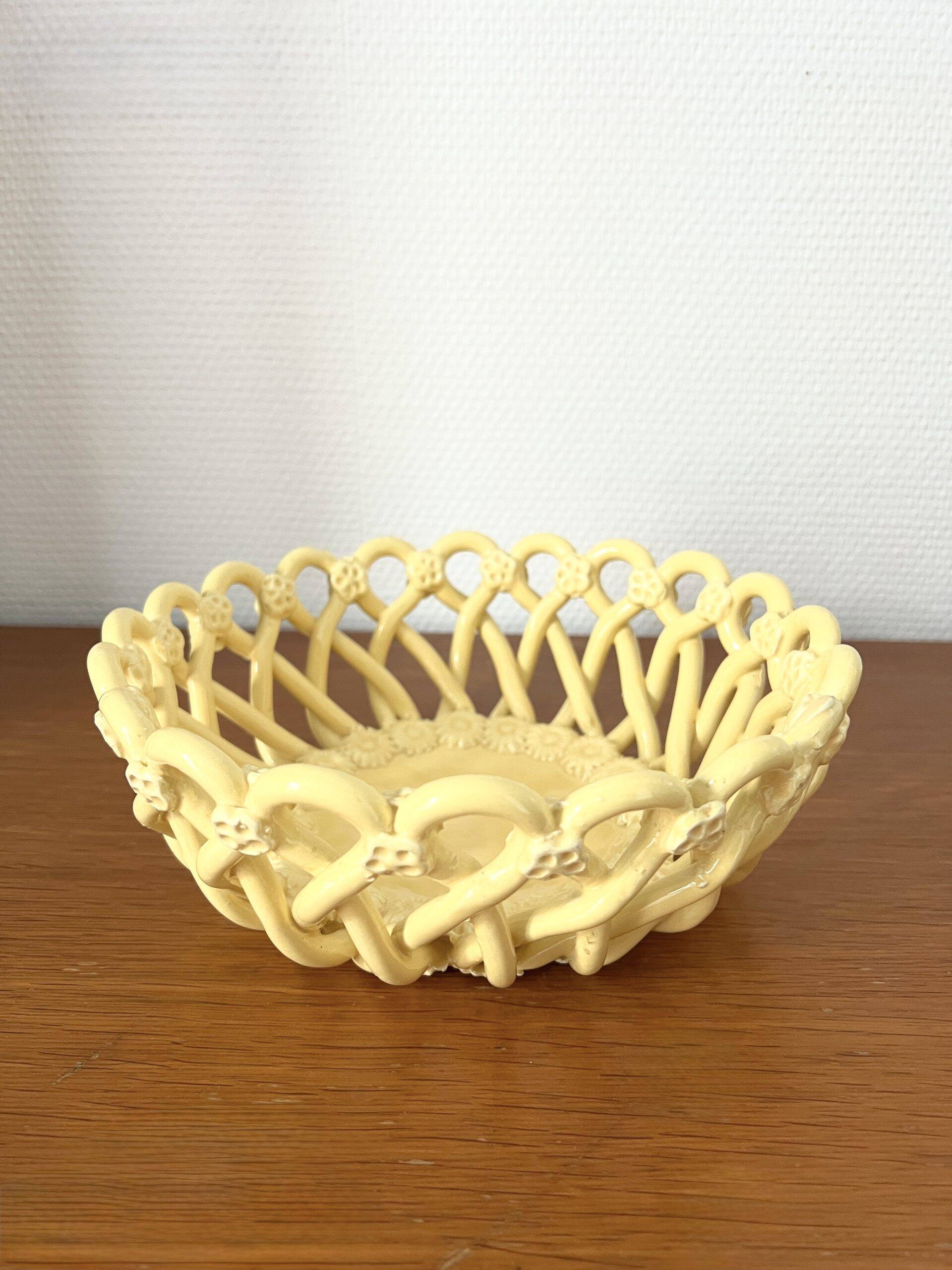 Coupe tressée céramique jaune  (23 cm)
