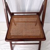 Folding wooden and cane chairs