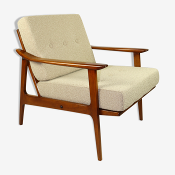 Fauteuil boucle beige allemand, années 1970