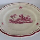 Service Gien "Paysage rose" original 2 plat à gateau + 8 assiette à dessert