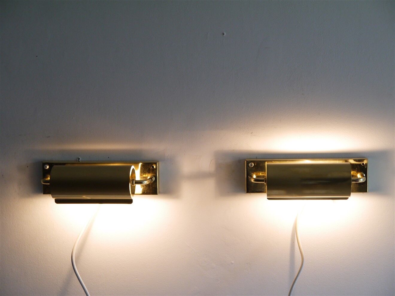Pair of scandinavian brass wall lamps 1970