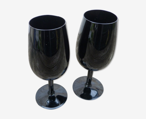 Lot de 2 verres en cristal noir
