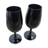 Lot of 2 black crystal glasses