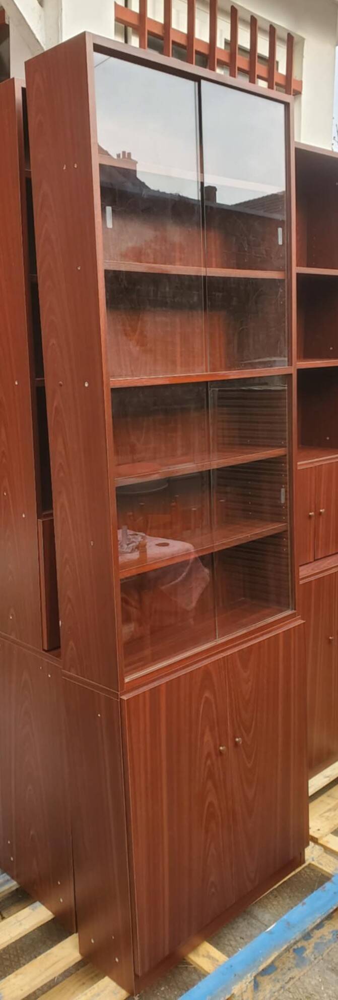 Beautiful 2-part Scandinavian-style piece of furniture with glass section, 1970s