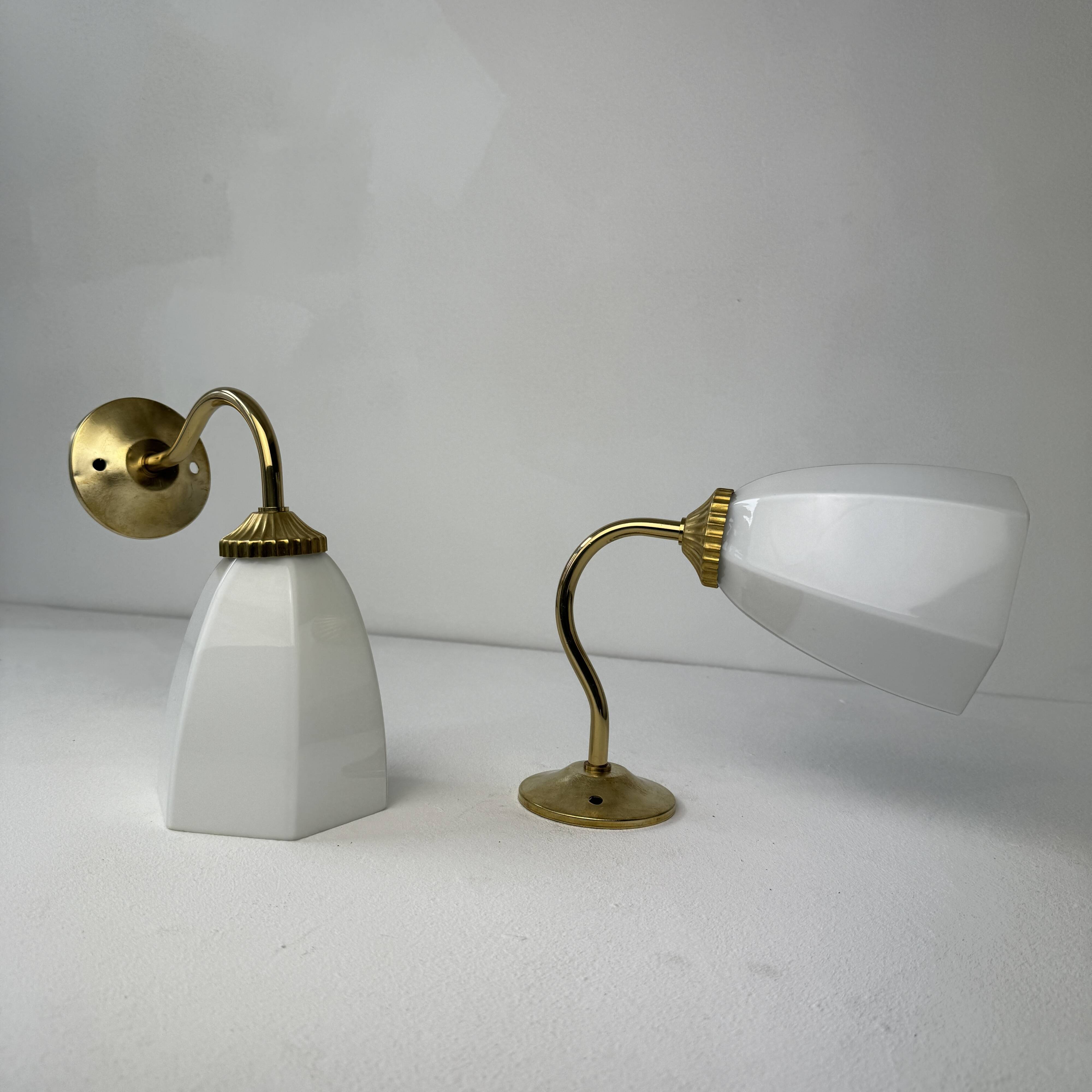 Pair of old vintage opaline sconces
