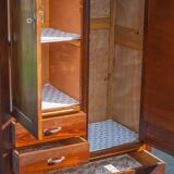 Armoire bois art déco avec miroir, meuble de rangement bois, armoire parisienne vintage
