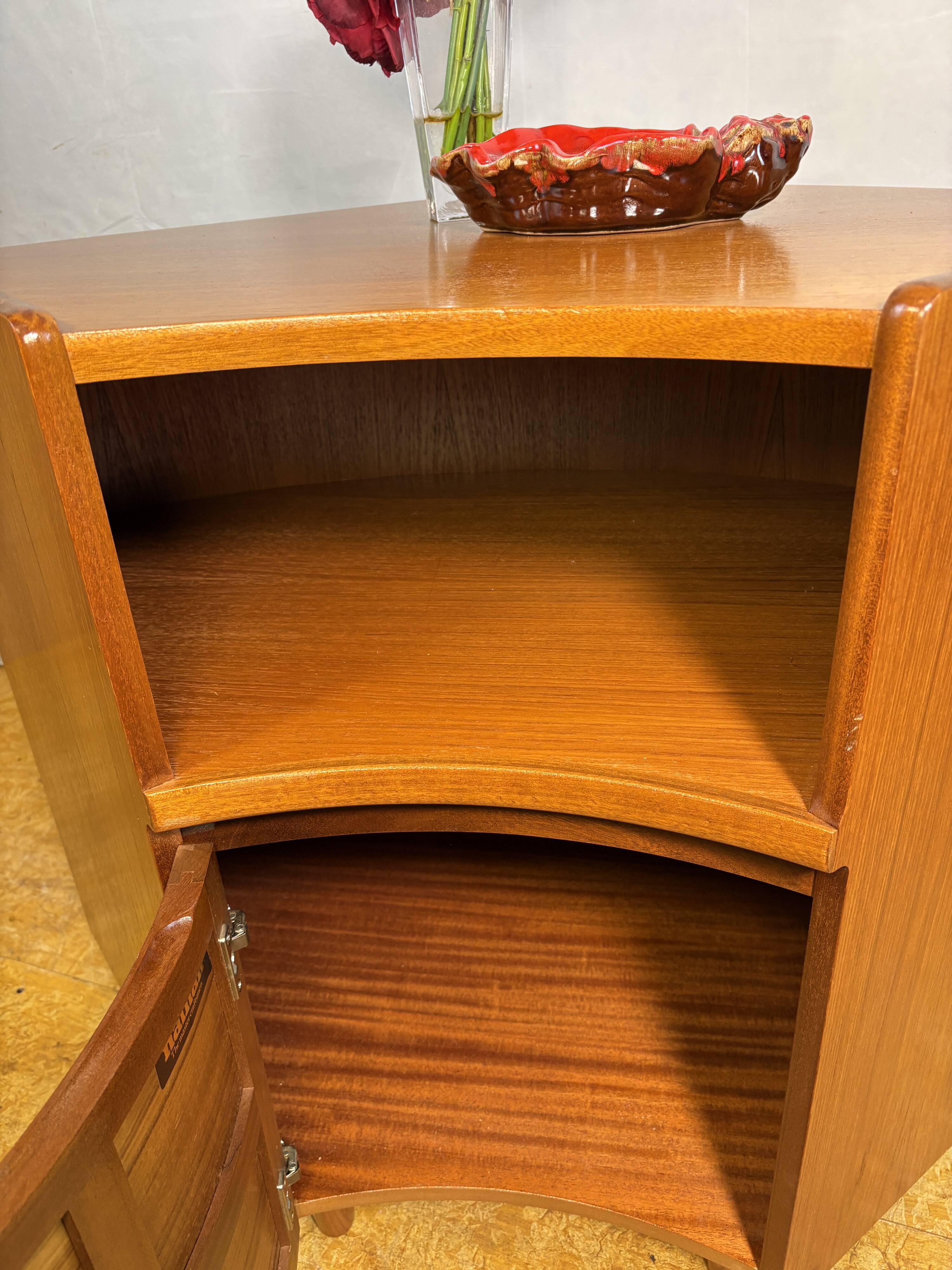 Vintage Nathan Teak Corner Cabinet (c. 1960s–1970s) – Mid-Century Modern  A