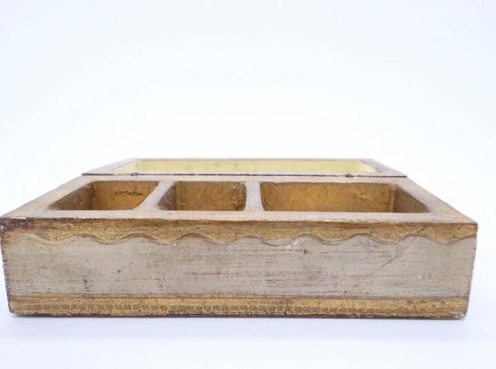 Florentine wooden stamp box, vintage Italy