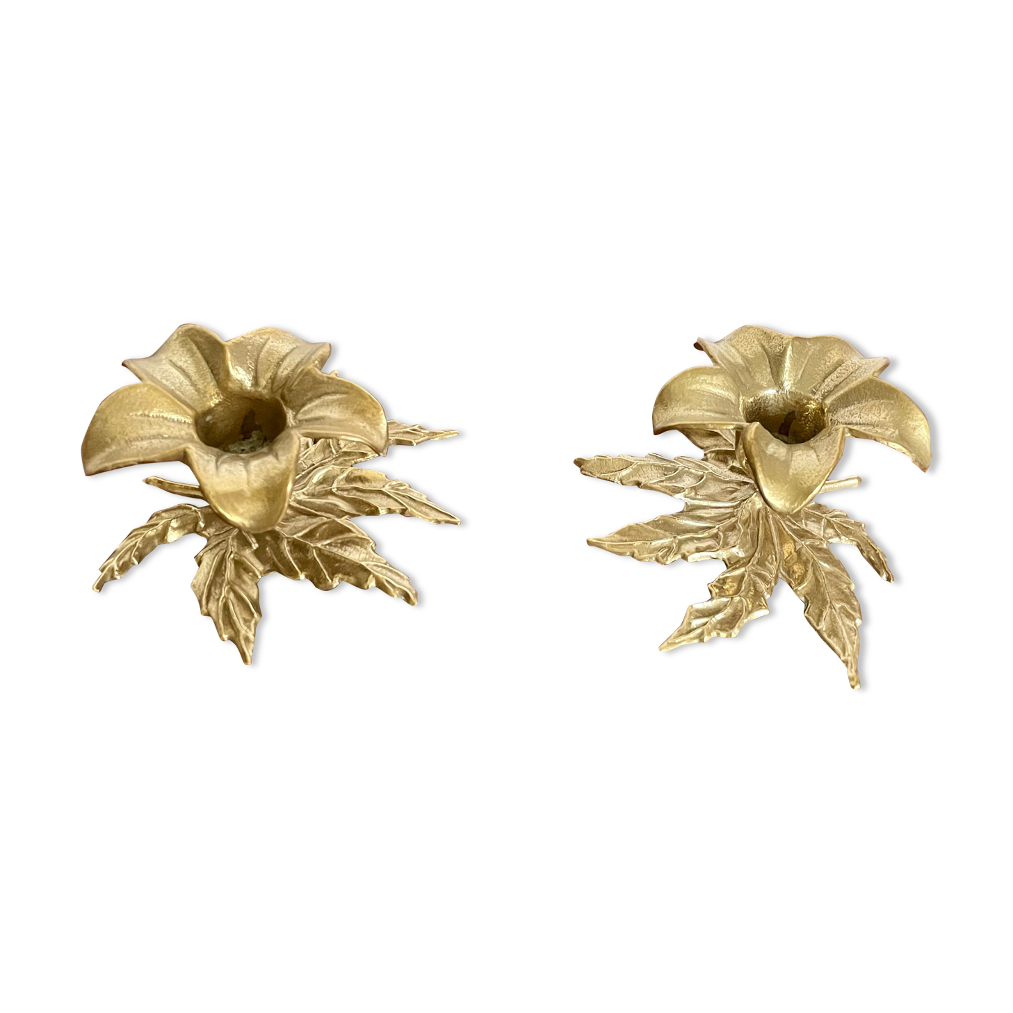Pair of vintage brass candle holders