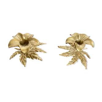 Pair of vintage brass candle holders