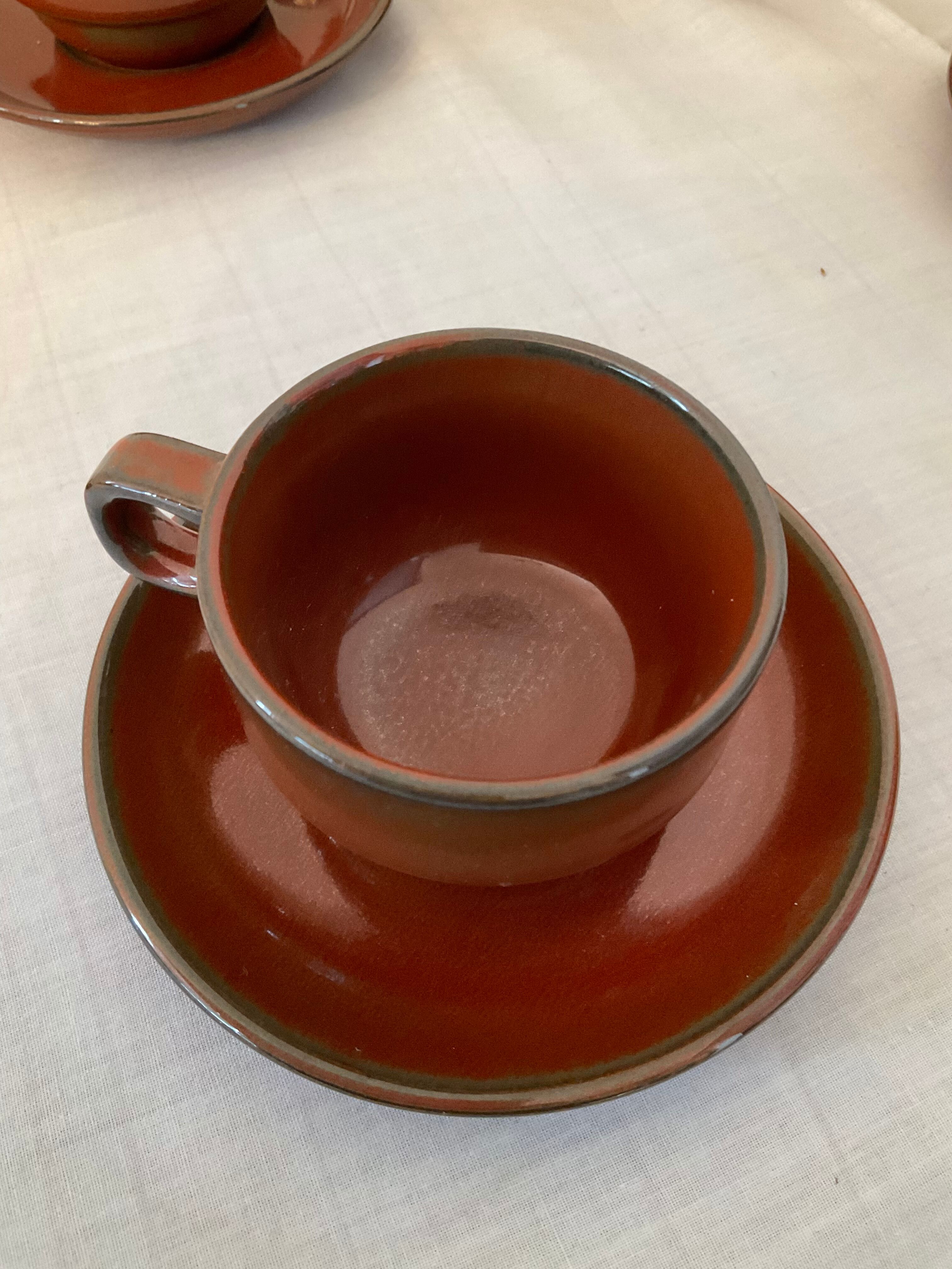 Vintage coffee set in enamelled ceramic 70s