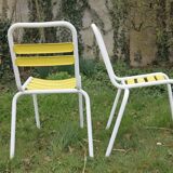 set of table and 4 chairs for garden or terrace in painted metal