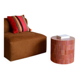 White suzani kilim rug with embroidered multi-colored patterns