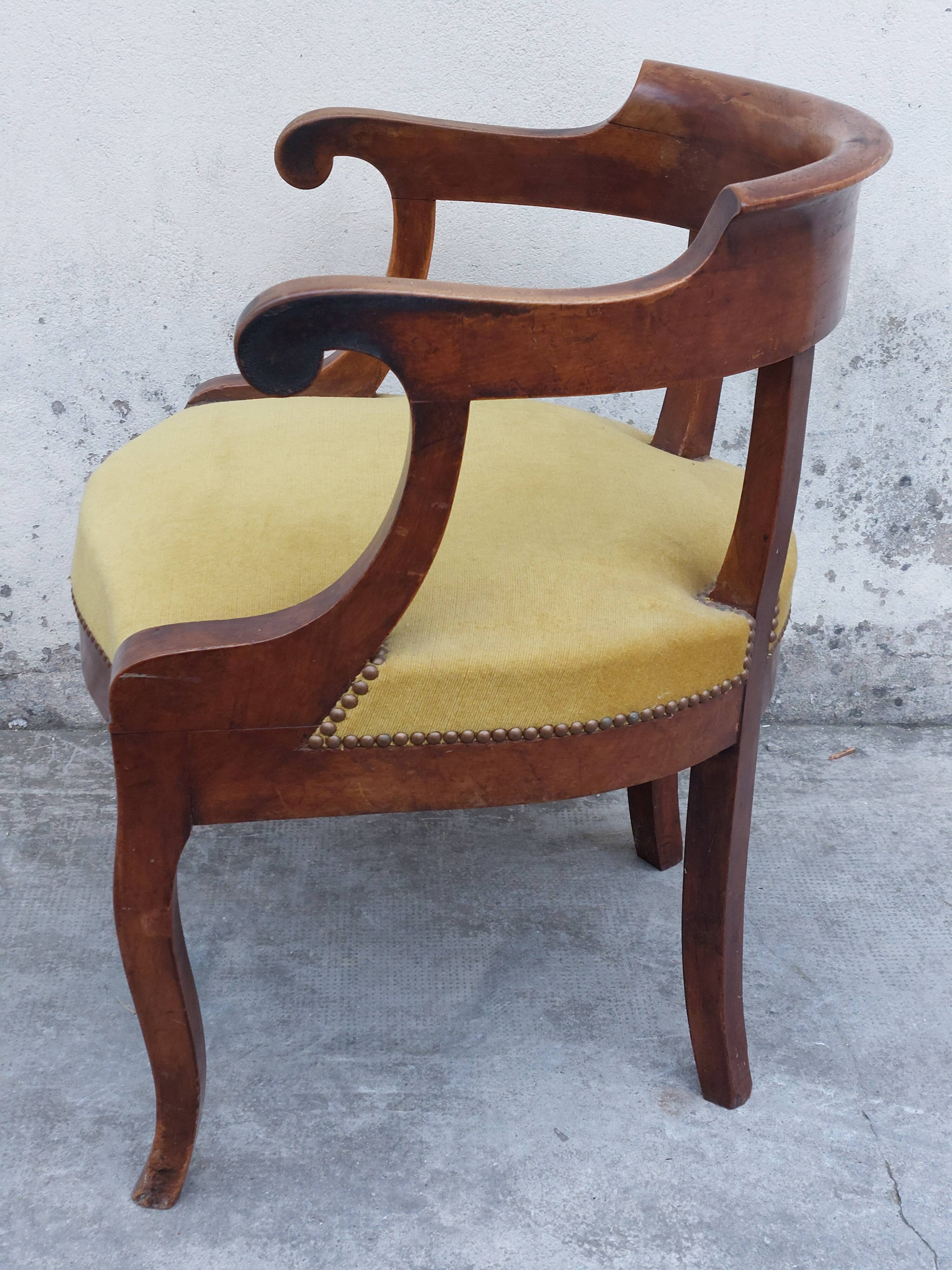 Louis Philippe office armchair in solid walnut
