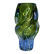Twisted Sommerso art glass vase, Czech bohemian, 1970s, blue-green.