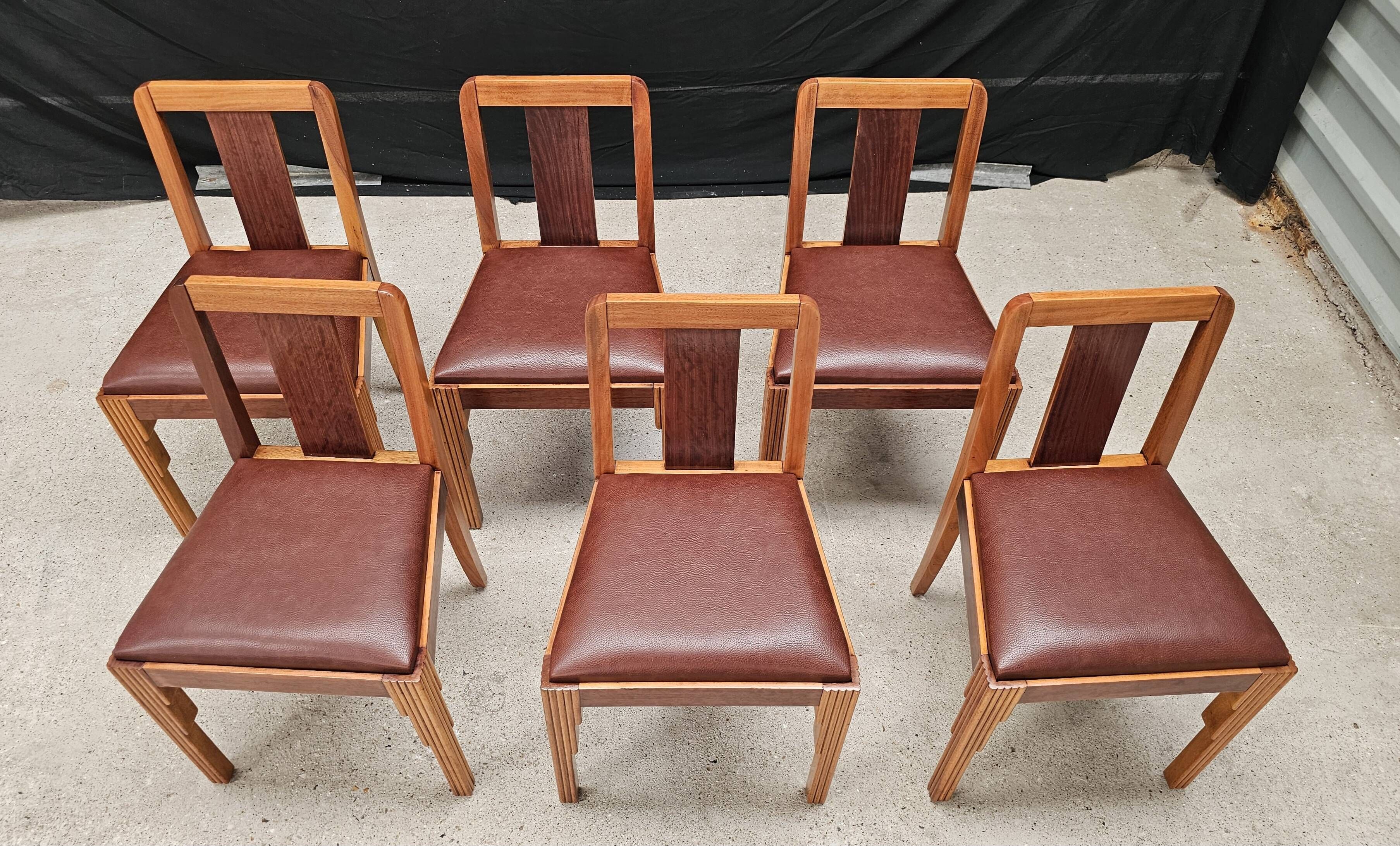 Lot of table and 6 Art Deco chairs from Saddier & fils