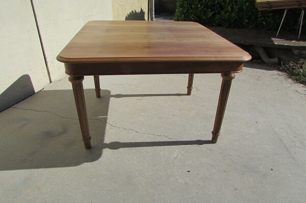 Art Deco square table in solid walnut, 14 people