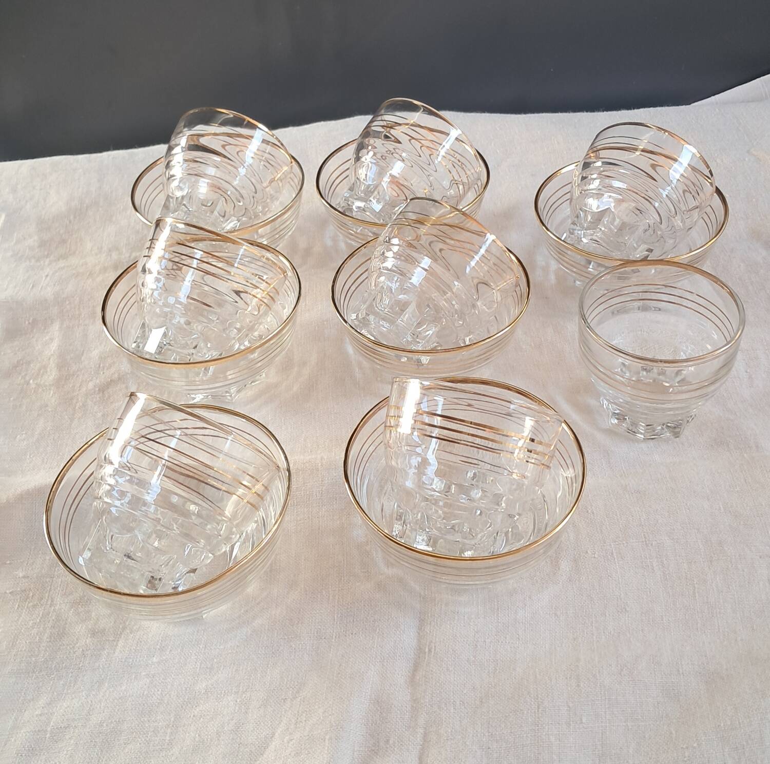 Vintage glassware set with gold filigree – 1960s