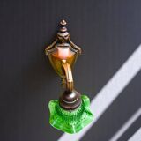 Green glass tulip brass wall sconce light