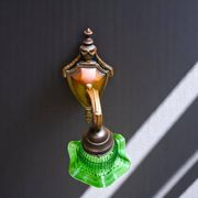 Green glass tulip brass wall sconce light