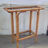 Rattan console and smoked glass Roche Bobois, from the 70s