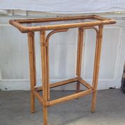 Rattan console and smoked glass Roche Bobois, from the 70s