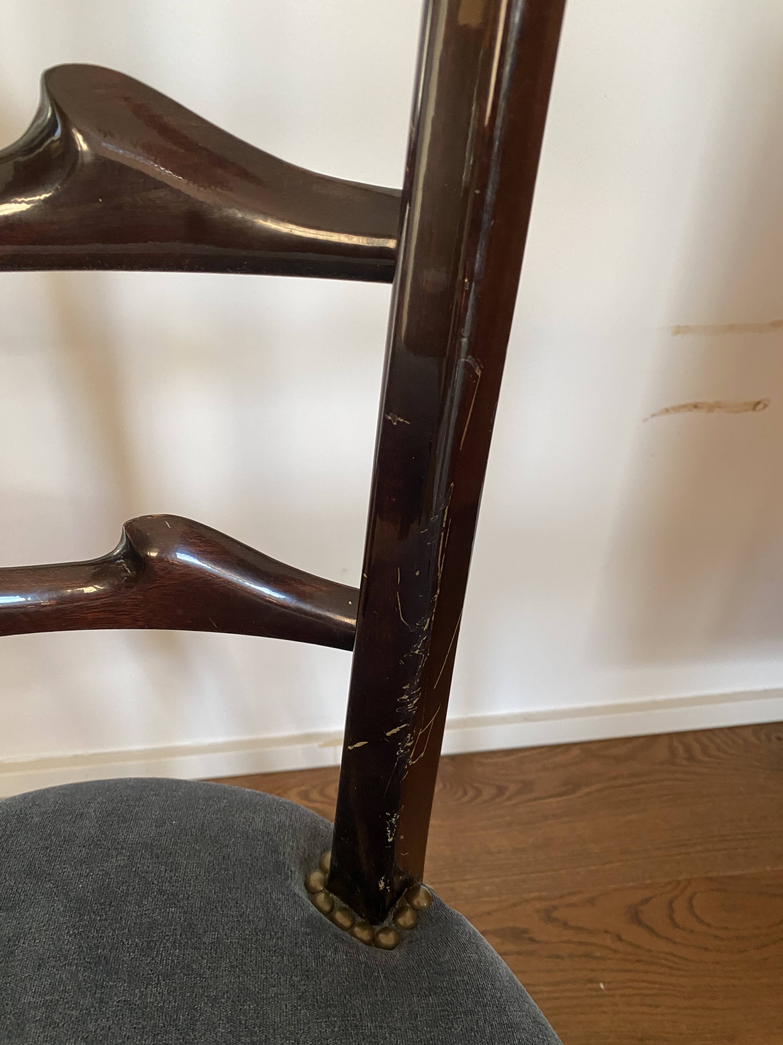 Set of four Italian Mid-Century Modern High Back dining chairs by Aldo Tura