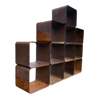 Space age bib - étagère cortenstaal cubes 1970