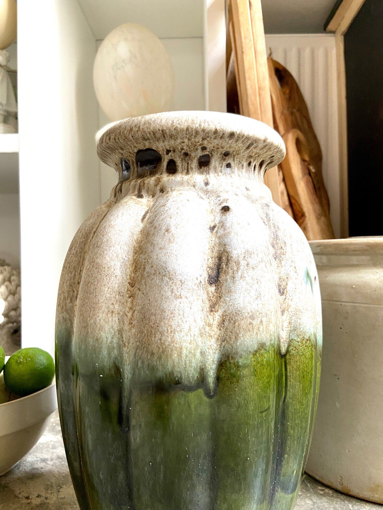 W. Germany vase in brown and green glazed ceramic