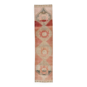 Tapis couloir vintage Oushak 3x12, tapis ancien, tapis de couloir, 82x365 cm