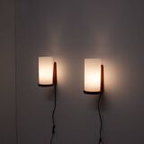 Pair of teak & acrylic sconces by Luxus, Sweden